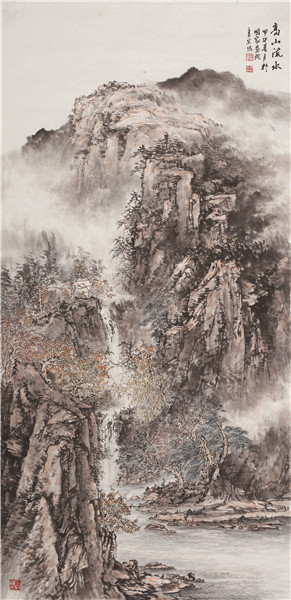 《高山流水》 138×68cm