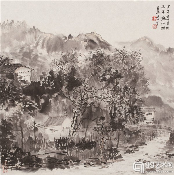 《和平热水村写生》 40×40cm