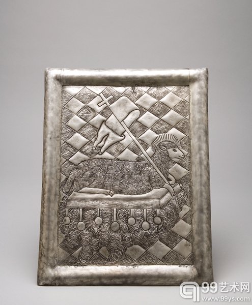 圣体闸门,17世纪,银制凸压,錾花,44.3×33.6×0.5cm.jpg
