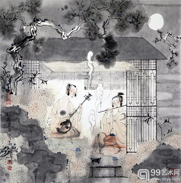 丁筱芳 《静夜思曲》 纸本水墨