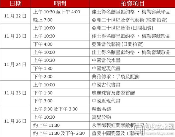 佳士得2014秋拍拍卖时间统一表