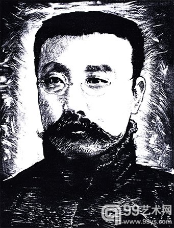 李大钊 版画  33cm×26cm 1993年