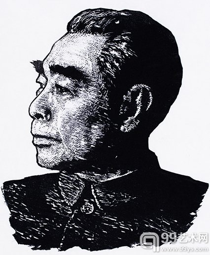 周恩来  版画 32cm×30cm   年代不详