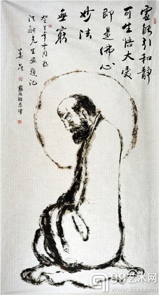 达摩  178x96cm  苏法融画,姜昆字