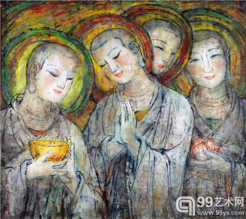 苏法融   大悟无言  宣纸油画  106x96cm