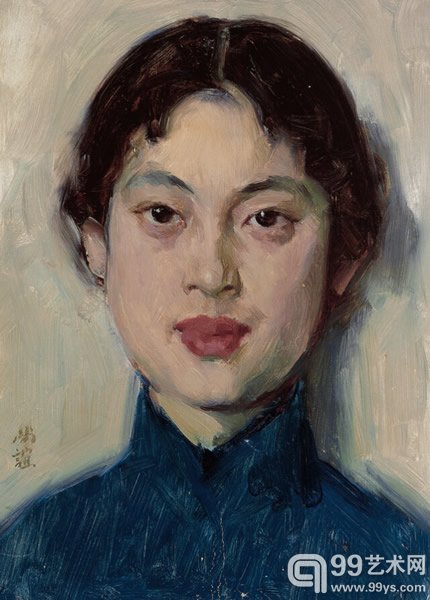 靳尚谊《沈朝惠肖像》1962年 布面油画 35.7x26.2cm