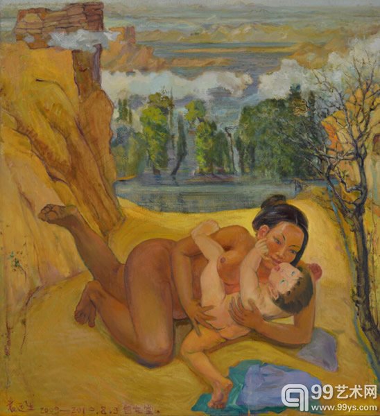 袁运生《母与子》2010年 布面油画 220x200cm
