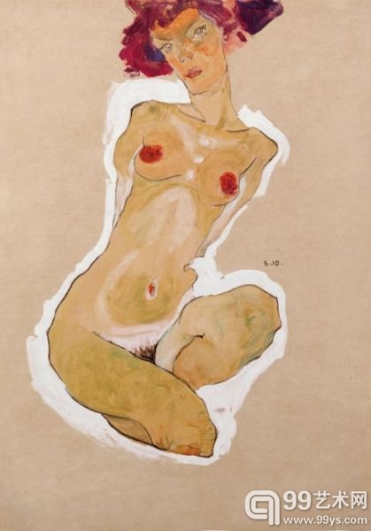 蹲着的女子裸像