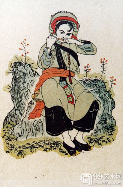 黄永玉为民间文学《阿诗玛》作的插图。
