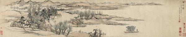 王翚 戊寅（1698年）作 载竹图 手卷	