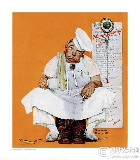 《感恩节蓝调》（Thanksgiving Day Blues）诺曼·罗克韦尔（Norman Rockwell）
