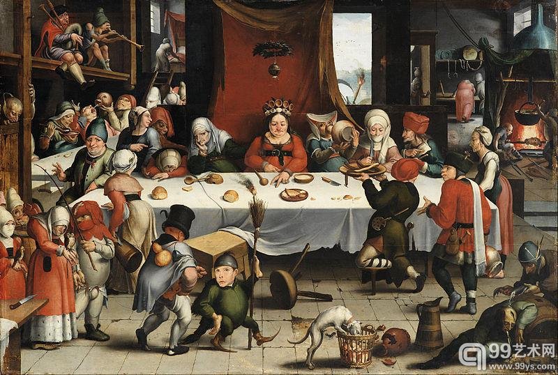 《滑稽宴会》（Burlesque Feast）贾恩·芒丹（Jan Mandijn）1550年