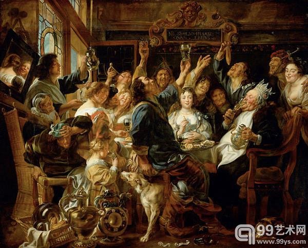 《庆祝狂欢》（Fest des Bohnenkönigs, Feast of Beans） 雅各布·约尔丹斯（Jacob Jordaens） 1640-1645年