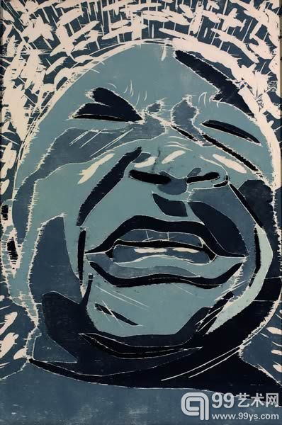 方力钧（b.1963）二零一二•一二•一一 2012 年 木刻版画 122×81cm