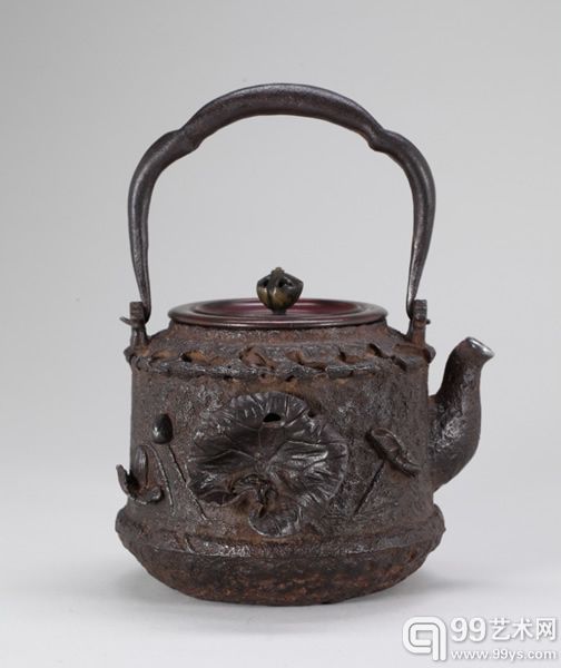 龙文堂荷蟹莲升老铁壶 h:20.5cm