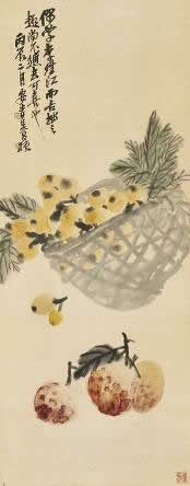 吴昌硕（1844-1927）《枇杷寿桃图》