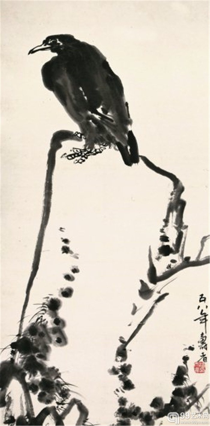 潘天寿 《雄视图》136.5×67.5cm