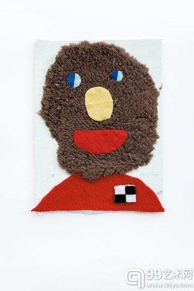烟囱 Yan Cong_大毛脸 Big Furry Face_纸上布贴 cloth collage on paper_18.5×14cm_2014