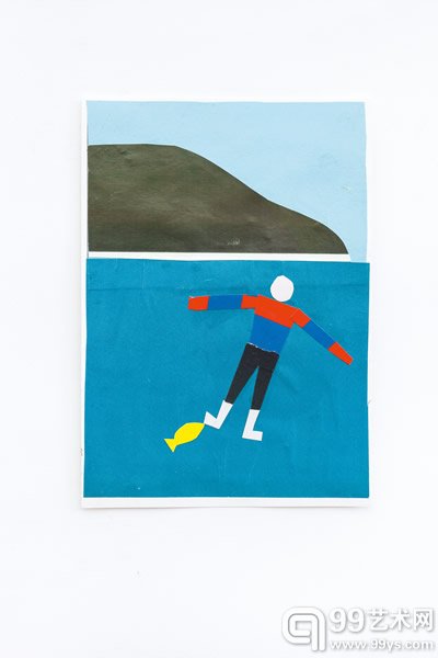 烟囱 Yan Cong_红蓝毛衣 Red and Blue Sweater_纸上拼贴 collage on paper_14.7×10.5cm_2014