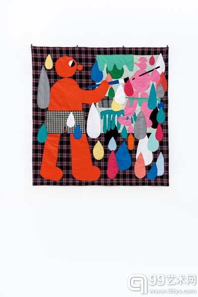 烟囱 Yan Cong_厚画法之五 Impasto No.5_布上拼贴 cloth collage_140×140cm_2014