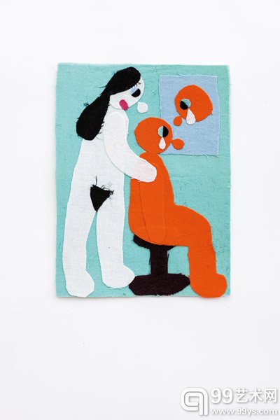 烟囱 Yan Cong_伤心 Sad_纸上布贴 cloth collage on paper_14 × 10.5cm_2014