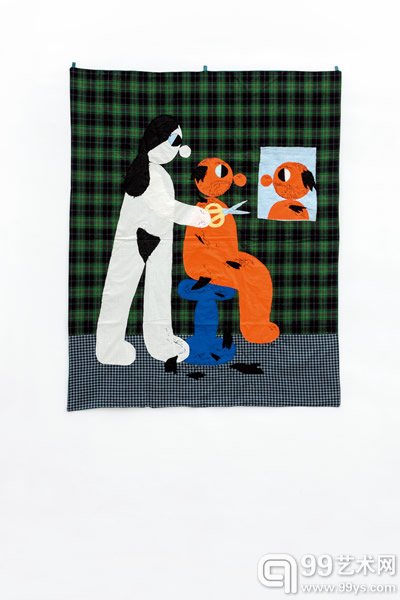 烟囱 Yan Cong_理发之三 Haircut No.3_布上拼贴 cloth collage_125×100cm_2014