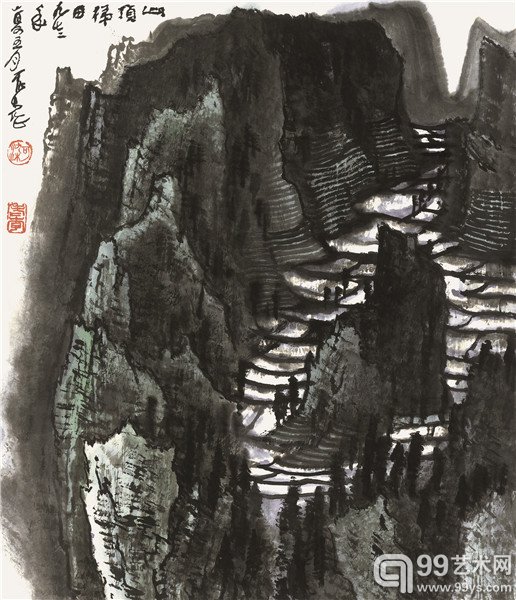 李可染 山顶梯田图