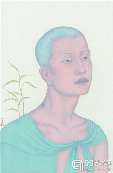 祝铮鸣 百年孤独之四十三 绢本设色  52×33cm 2014年