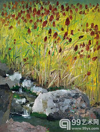 吴冠中 高梁溪流 油彩 木板 61×46cm 1974
