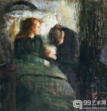蒙克1885-1886年作品《病孩》