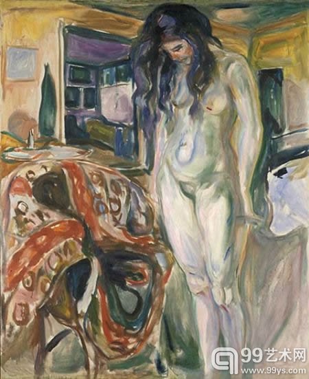 蒙克1919-1921年作品《柳条椅边的模特儿》