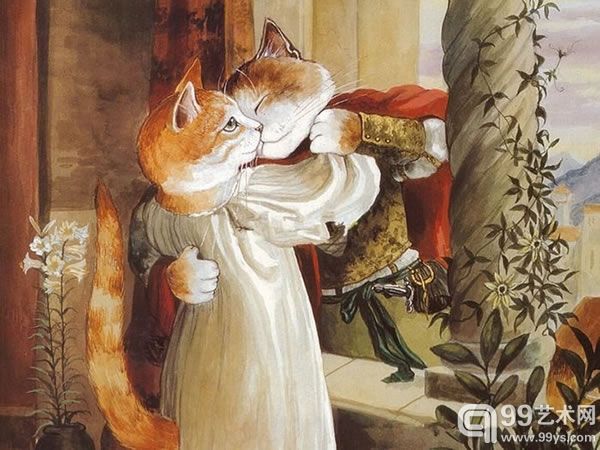 这是韦恩先生精神正常时期的作品，看小猫的眼神多么温柔可爱