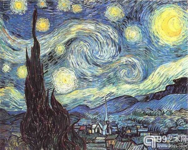 《星月夜》1889年 73x92cm 布油彩 现存于纽约现代美术博物馆