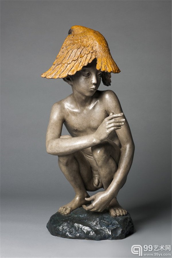 颜石林 飞鸟与少年 67 × 37 × 43 cm 铸铜化学着色 2014