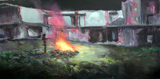 深巷的火 布面丙烯100 200CM 2012