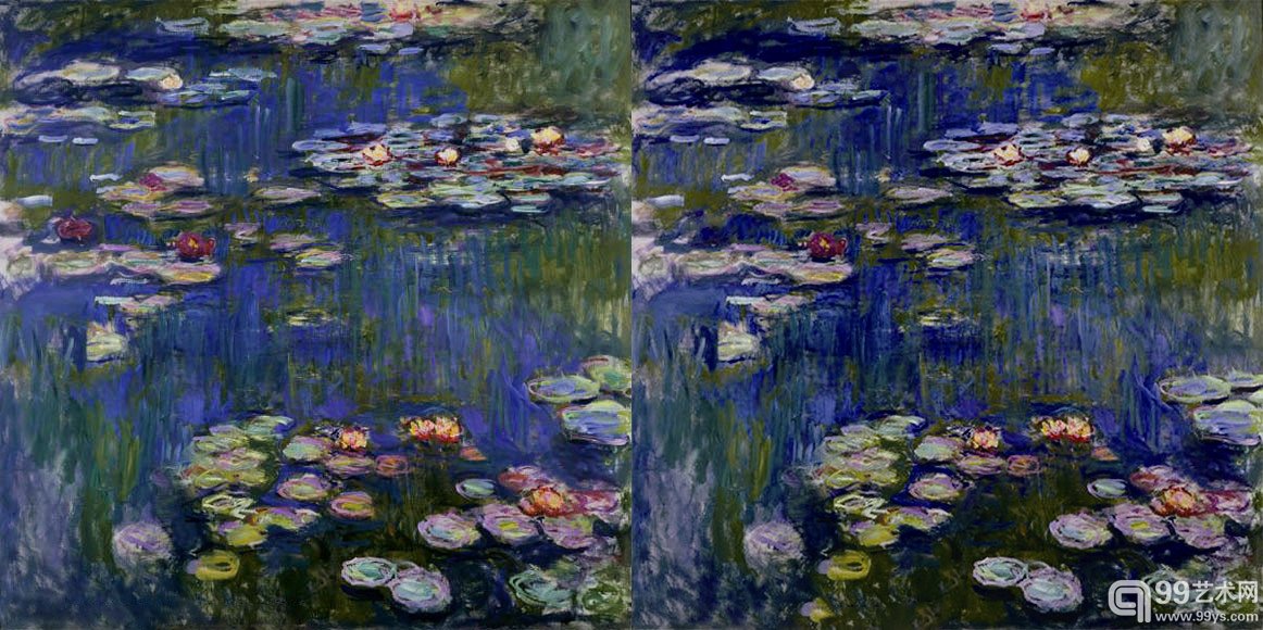 作者：克劳德·莫奈 - Claude Monet 作品名称：睡莲 - Water Lilies 作品尺寸：89.5 × 100.3 cm 作品年代：1905 作品材质：布面油画