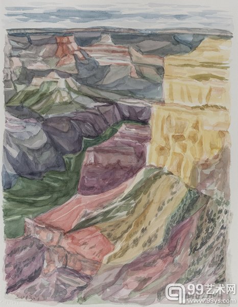 《大峡谷》 38cm×49cm 纸本水彩 2013