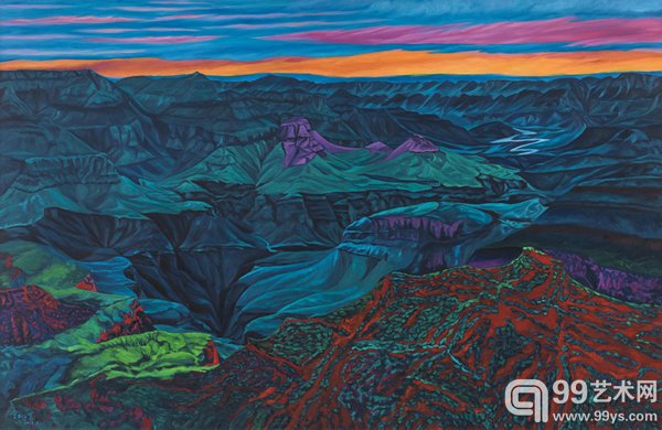 《峡谷日出》 300cm×190cm 布面油画 2013