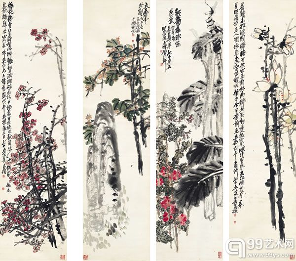吴昌硕（1844～1927） 四季花卉