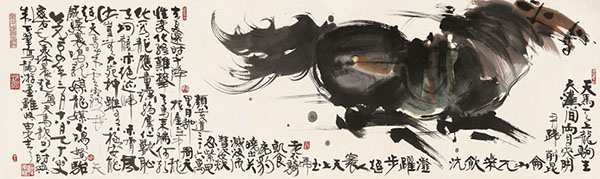 韩美林   神骏图   纸本   镜片   69.5×232cm