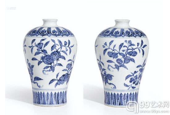 青花折枝瑞果纹梅瓶