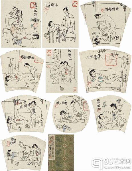 金瓶梅圖畫本  設色紙本  册頁  6.5×5 cm×10