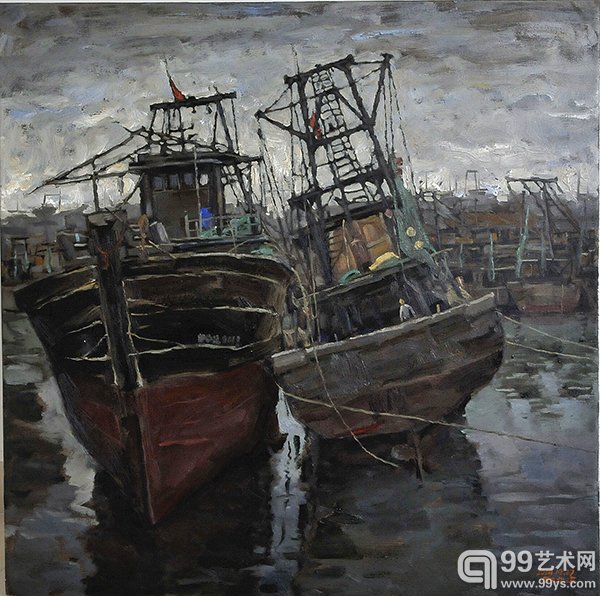 邓安克《落潮码头》80x80cm 布面油画 2014年11月