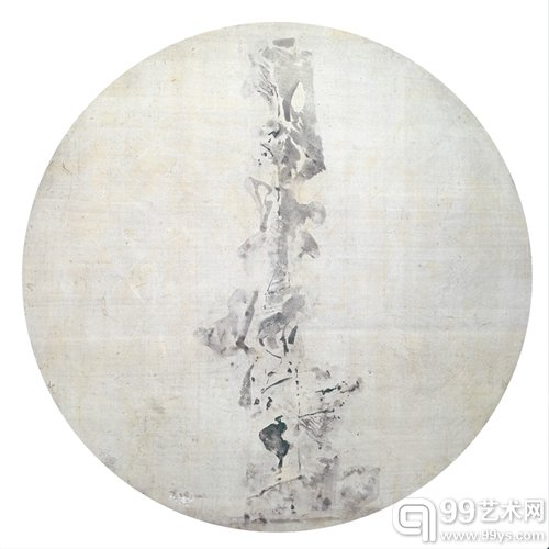 艺术家：曹吉冈，名称：瘦石，材质：亚麻布坦培拉，尺寸：直径100cm