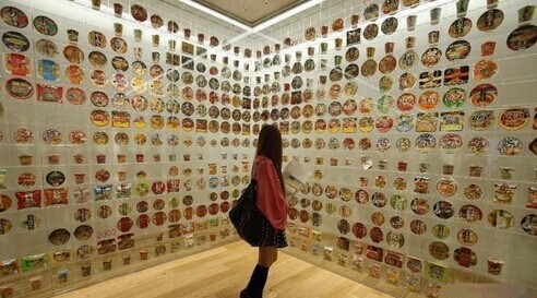 一位参观者观看展品