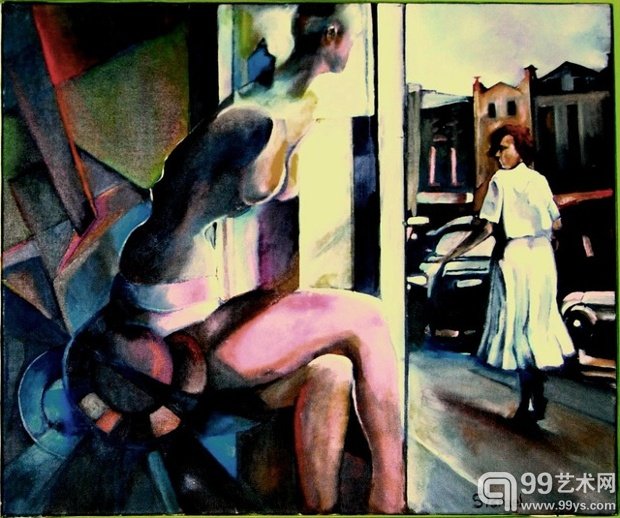 Reflections of the Past,“这幅画作象征了我童年的一种回忆,我的母亲喜欢在那个我成长的小镇‘逛商店’。我也很享受它,长时间的凝视这个长期被遗忘和尘封的世界,穿着旧时时髦衣服、面无表情的模特好像要苏醒过来一样”,作者Shirley Israel