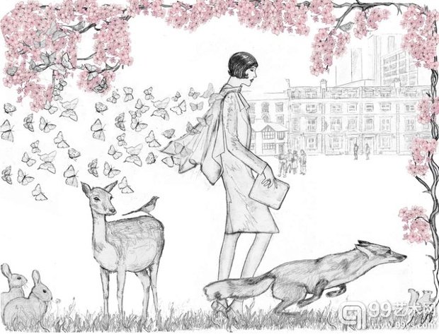 Imagine,“在1920年代的伦敦公园,野生动物随处走动,美丽的女子盛装散步其中,这是一个怀旧的想象”,作者patricia shrigley。