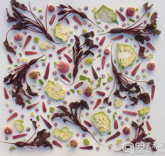 英国艺术家用蔬果作画 极致美感让人无法下口