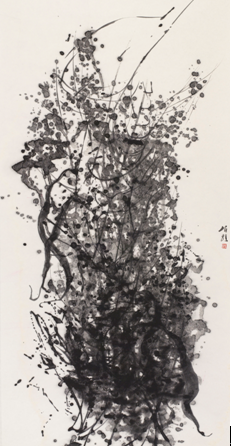 周海歌《缠枝花卉系列之二》136x68cm纸本水墨2013年