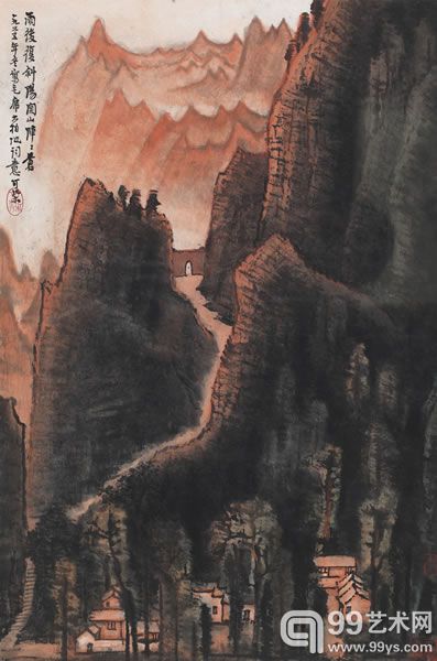 李可染 雨后复斜阳 设色纸本 镜心69×46